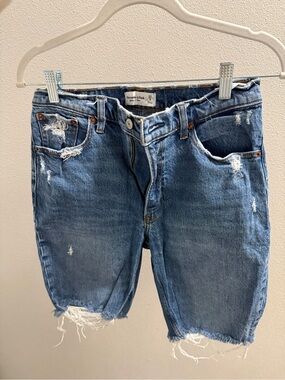 Abercrombie & Fitch Distressed Blue Denim Jean Shorts